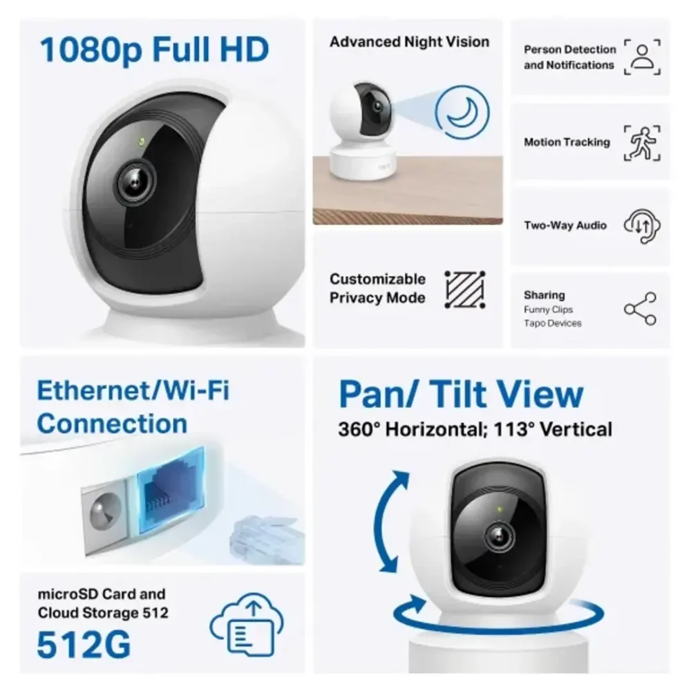 Tapo C202 Cámara Interior WiFi Ethernet 2MP Full HD 1080p 360° - Imagen 4