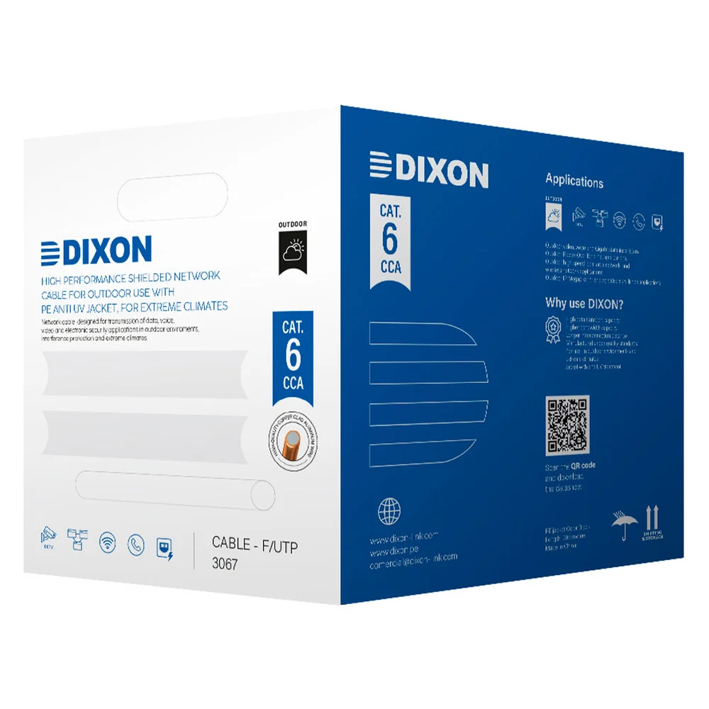 Cable F/UTP Dixon 3067 Cat6 CCA 23AWG Exterior Anti-UV 305m