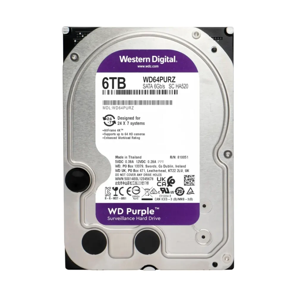 Disco Duro WD Purple 6TB 3.5″ para Videovigilancia DVR/NVR – WD64PURZ - Imagen 2