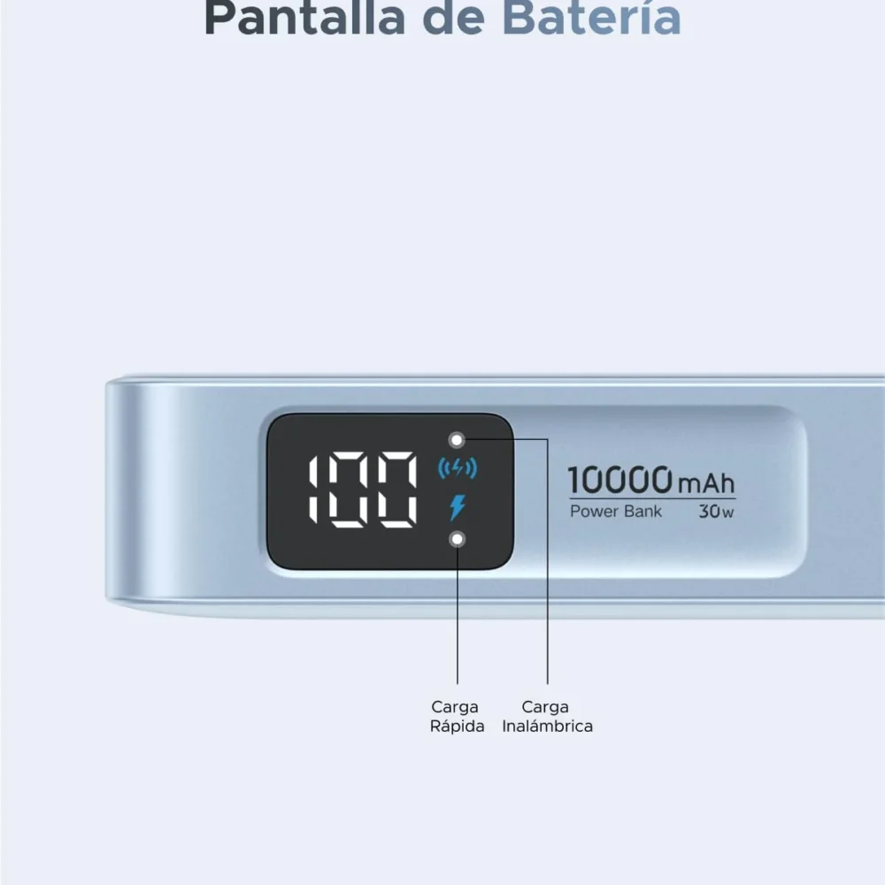 Power Bank UGREEN MagFlow 65958 10000mAh Qi2 25W Magnético USB-C 30W Sky Blue - Imagen 7