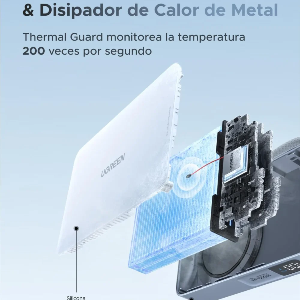 Power Bank UGREEN MagFlow 65958 10000mAh Qi2 25W Magnético USB-C 30W Sky Blue - Imagen 8
