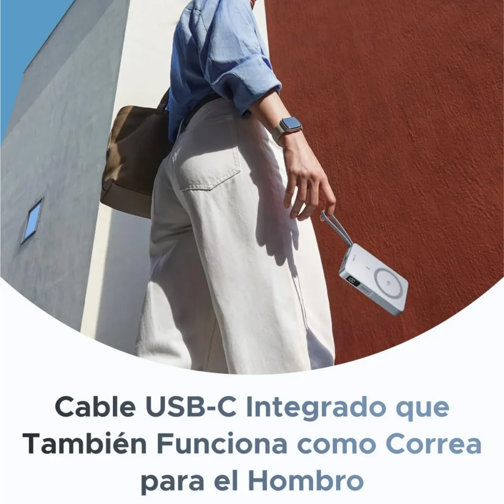 Power Bank UGREEN MagFlow 65958 10000mAh Qi2 25W Magnético USB-C 30W Sky Blue - Imagen 3