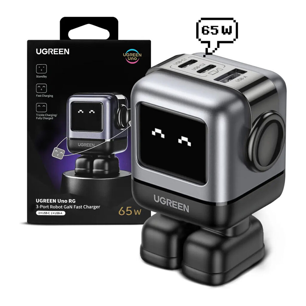 Cargador UGREEN Nexode Robot GaN 65W CD361 3 Puertos USB-C USB-A