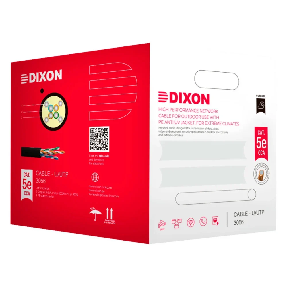 Cable UTP Dixon 3056 Cat5e CCA 24AWG Exterior UV 305m