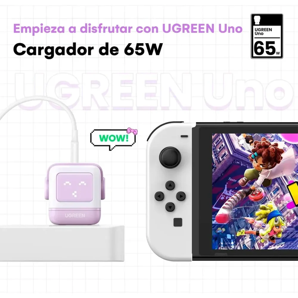 Cargador UGREEN Nexode RG CD361 GaN 65W 3 Puertos USB-C USB-A Purple - Imagen 8