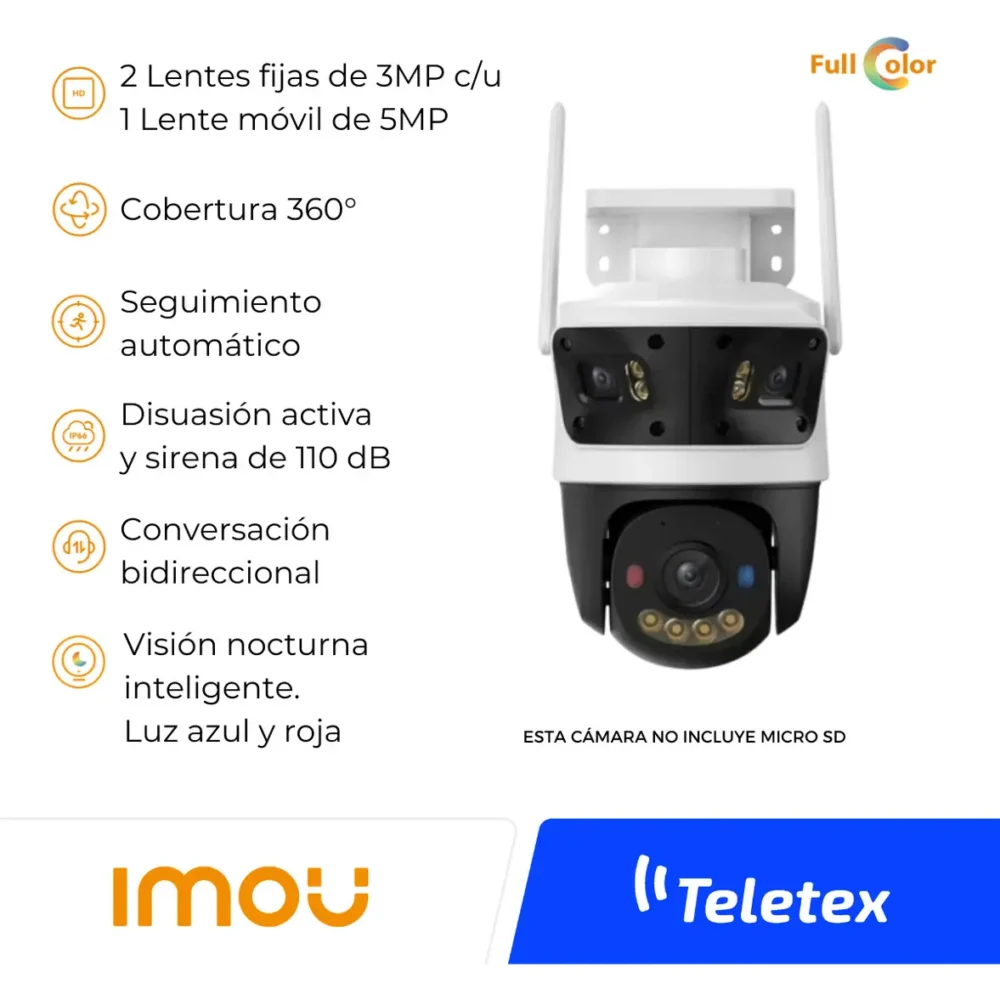 Cámara IMOU Cruiser Triple 11MP IPC-S7UN-11M0WED Triple Lente WiFi 6 - Imagen 9