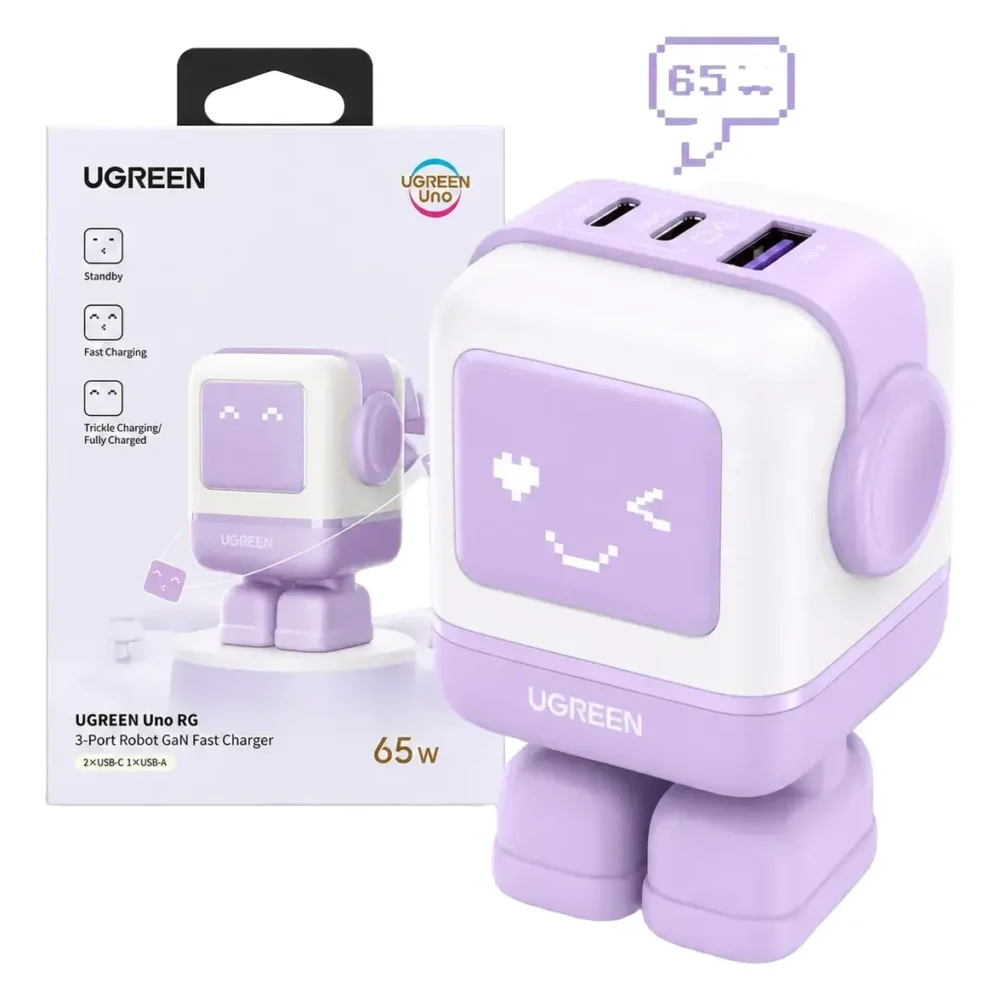 Cargador UGREEN Nexode RG CD361 GaN 65W 3 Puertos USB-C USB-A Purple - Imagen 2