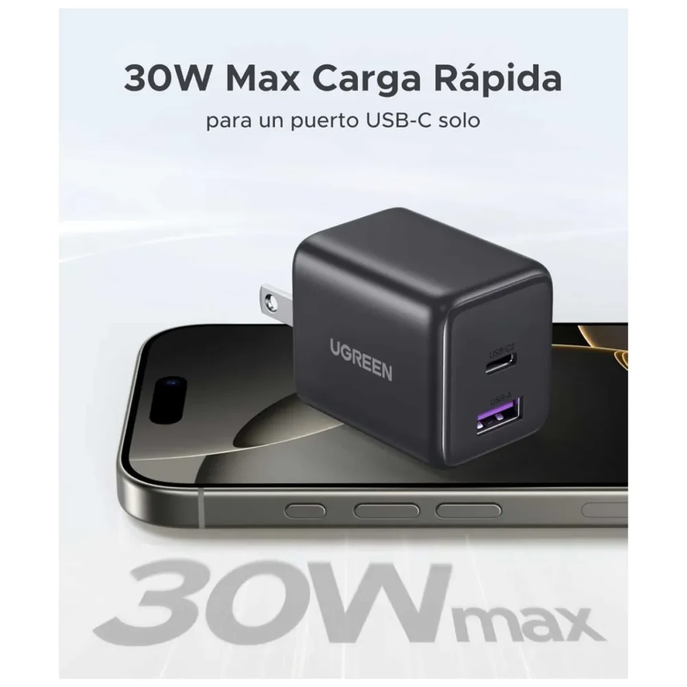 Cargador UGREEN X516 GaN 30W USB-C PD Carga Rápida Ultra Compacto - Imagen 5