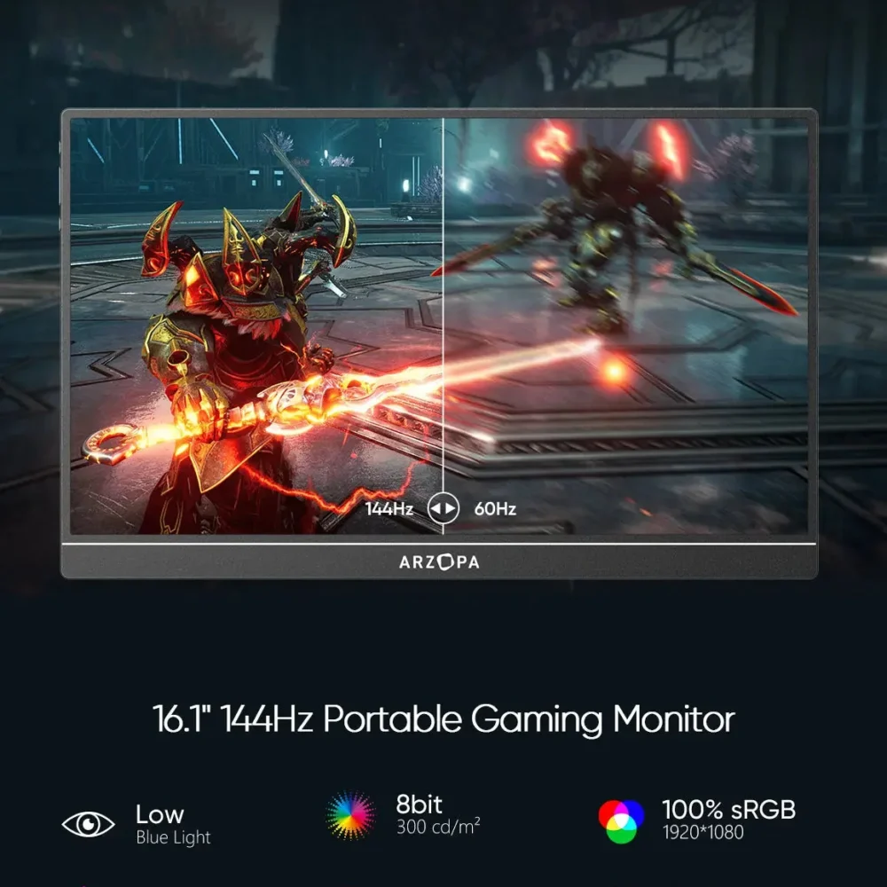 Monitor Portátil Gamer ARZOPA Z1FC 16.1” IPS 144Hz Full HD - Imagen 6