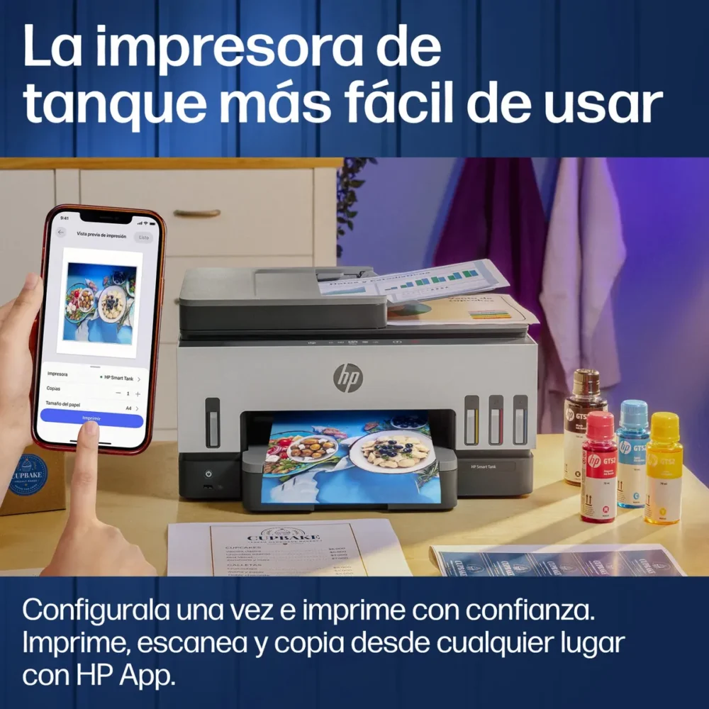 Impresora Multifuncional HP Smart Tank 790 WiFi Dúplex ADF Fax Tanque de Tinta  Copiar título - Imagen 4