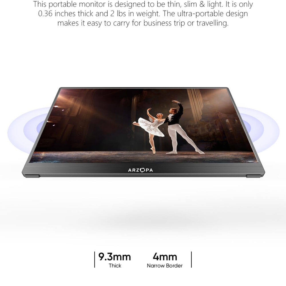 Monitor Portátil Táctil ARZOPA A1T 15.6” Full HD 1080p USB-C HDMI - Imagen 4