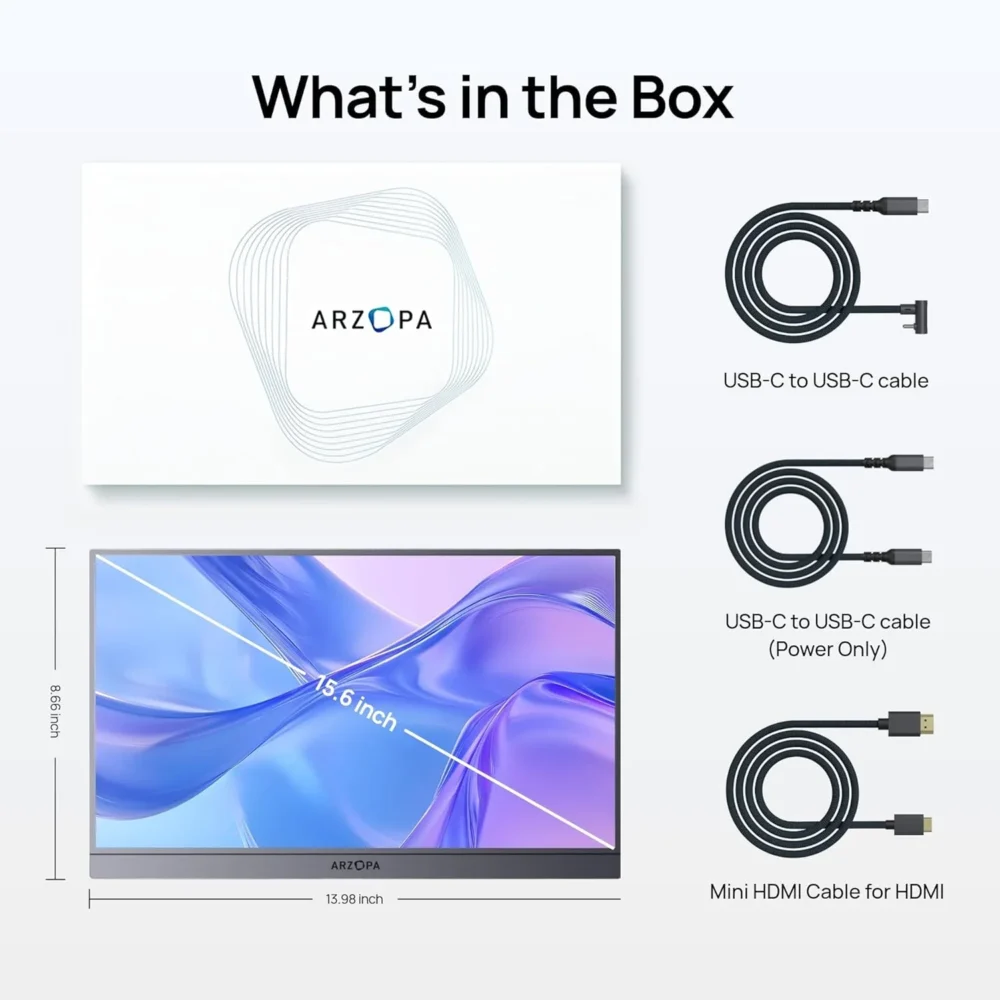 Monitor Portátil ARZOPA A1 PRO 15.6” Full HD IPS USB-C - Imagen 8