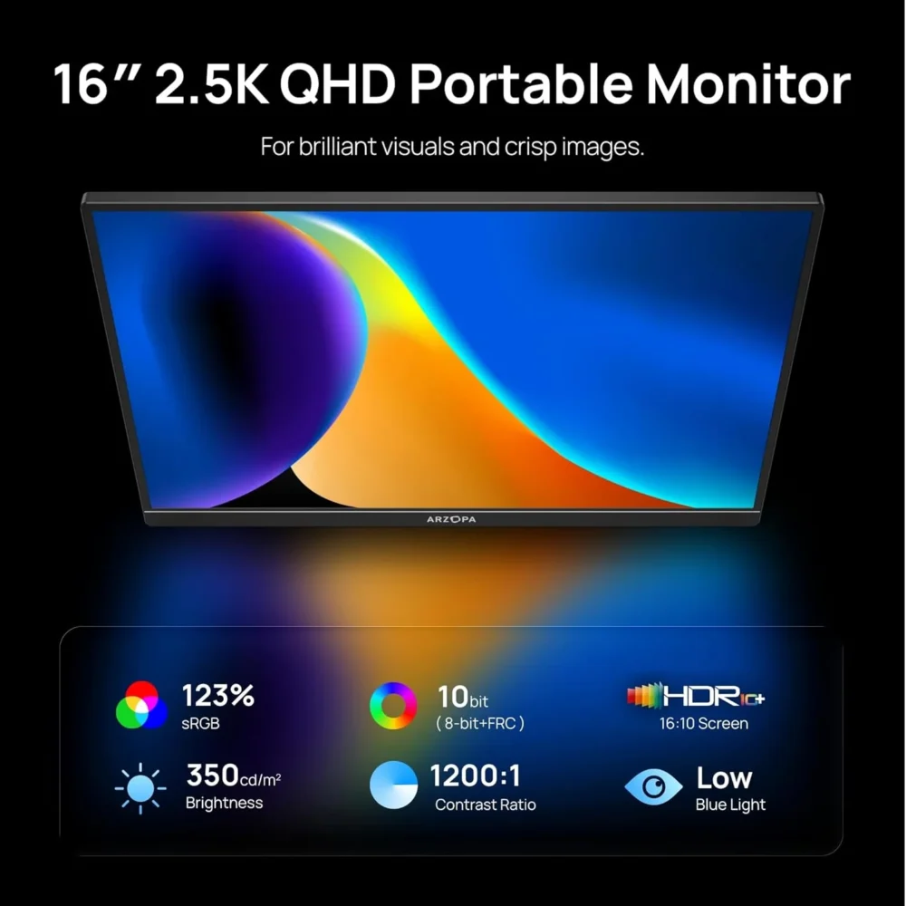 Monitor Portátil ARZOPA Z1RC 16” IPS 2.5K 2560×1600 USB-C - Imagen 12